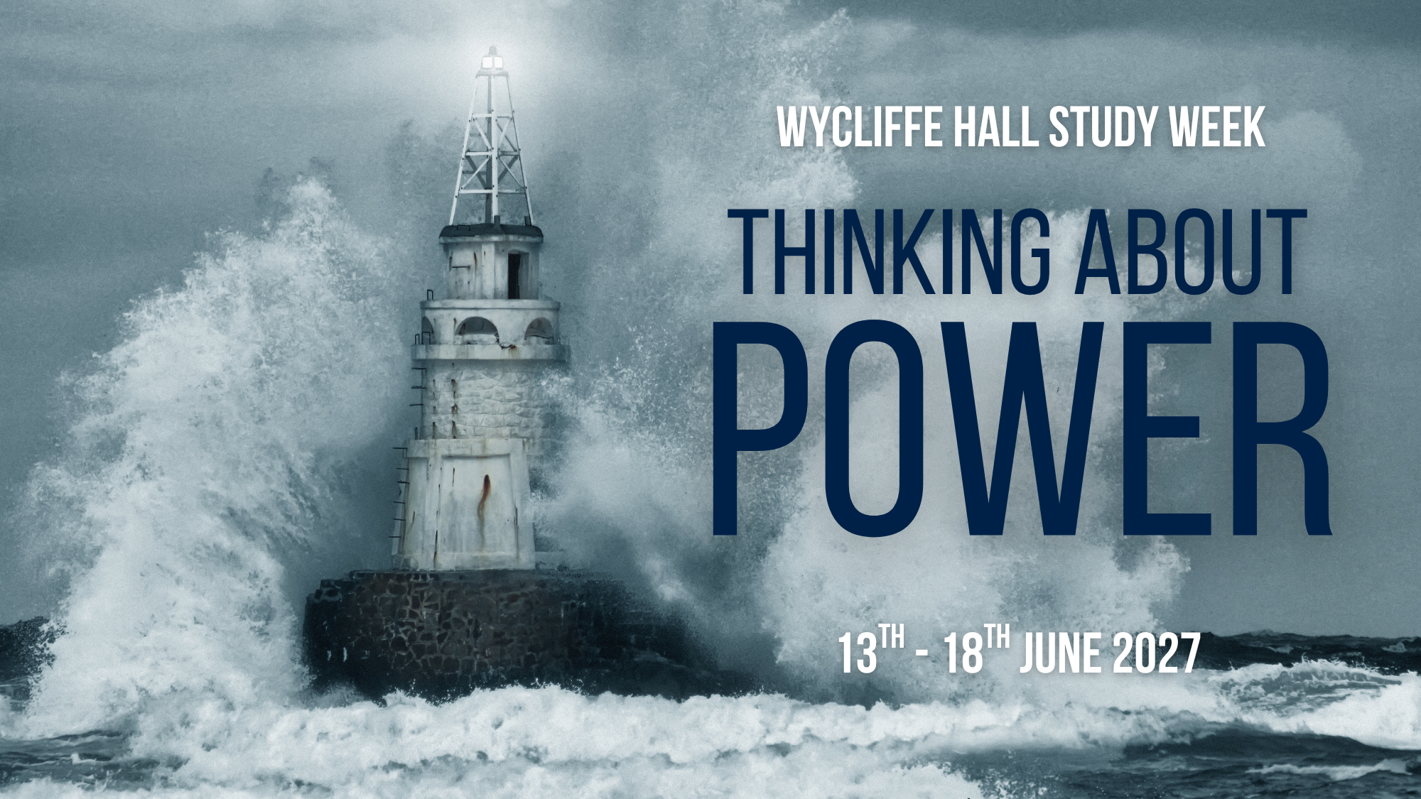 Thinking about power banner with lighhouse and waves
