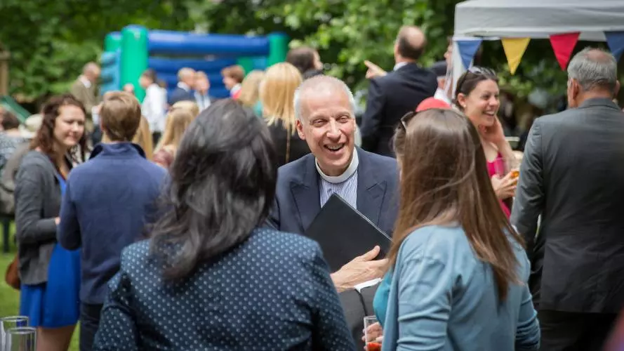 A gathering at Wycliffe Hall outside