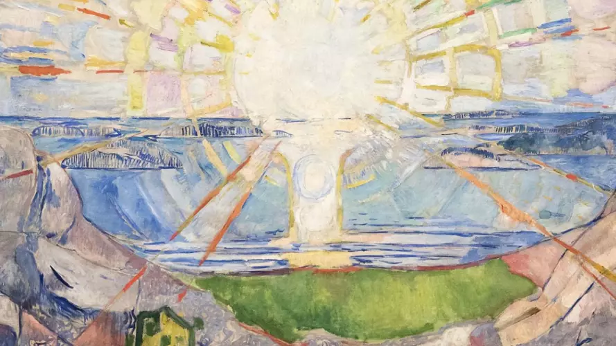 An image of the sun rising above the sea with the text Resurrection - then and now over it