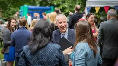 A gathering at Wycliffe Hall outside
